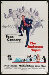 4f043 ANDERSON TAPES 1sh '71 art of Sean Connery & gang of masked robbers, Sidney Lumet