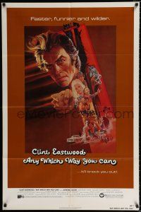4f051 ANY WHICH WAY YOU CAN 1sh '80 cool artwork of Clint Eastwood by Bob Peak!