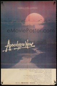 4f053 APOCALYPSE NOW advance 1sh '79 Francis Ford Coppola, image of choppers over jungle!