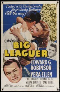 4f094 BIG LEAGUER 1sh '53 Edward G. Robinson, Vera-Ellen, Robert Aldrich directed, baseball!