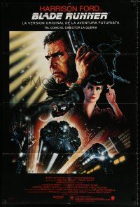 4f102 BLADE RUNNER Spanish/U.S. 1sh R92 Ridley Scott sci-fi classic, art of Harrison Ford by John Alvin!
