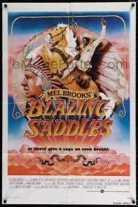 4f103 BLAZING SADDLES 1sh '74 classic Mel Brooks western, art of Cleavon Little by John Alvin!