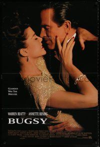 4f132 BUGSY int'l 1sh '91 close-up of Warren Beatty embracing Annette Bening!