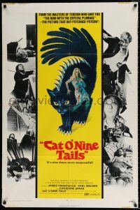 4f150 CAT O' NINE TAILS 1sh '71 Dario Argento's Il Gatto a Nove Code, wild horror art of cat!