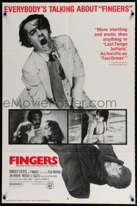 4f266 FINGERS reviews 1sh '78 mobster Harvey Keitel in title role, Jim Brown, sexy Tisa Farrow!