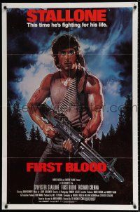 4f268 FIRST BLOOD int'l 1sh '82 artwork of Sylvester Stallone as John Rambo by Drew Struzan!