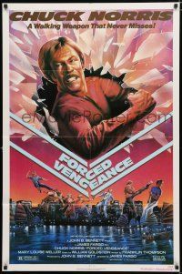 4f282 FORCED VENGEANCE 1sh '82 Chuck Norris is a walking weapon that never misses, Gleason art!