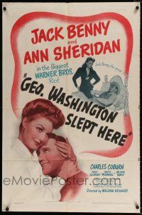 4f308 GEORGE WASHINGTON SLEPT HERE 1sh '42 sexy Ann Sheridan looks at Jack Benny the great lover!