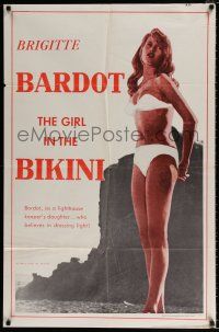 4f314 GIRL IN THE BIKINI 1sh '58 sexy full-length Brigitte Bardot in skimpy swimsuit!