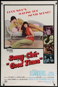 4f323 GOOD TIMES 1sh '67 first William Friedkin, great image of young Sonny & Cher on couch!
