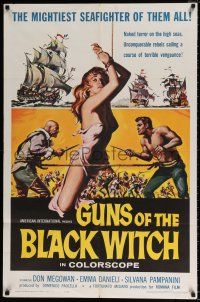 4f335 GUNS OF THE BLACK WITCH 1sh '61 super sexy art, unconquerable barbarians of the sea!