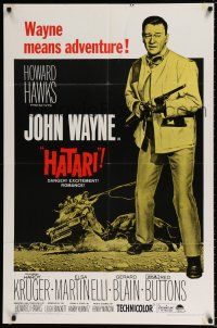 4f343 HATARI 1sh R67 directed by Howard Hawks, great image of John Wayne in Africa!