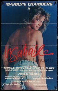 4f399 INSATIABLE 1sh '80 super sexy topless Marilyn Chambers in short shorts is Insatiable!