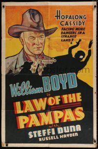 4f448 LAW OF THE PAMPAS Other Company 1sh '39 great images of William Boyd as Hopalong Cassidy!