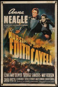 4f582 NURSE EDITH CAVELL 1sh '39 Herbert Wilcox, great art of Anna Neagle in the title role!