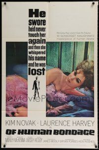 4f590 OF HUMAN BONDAGE 1sh '64 super sexy Kim Novak can't help being what she is!