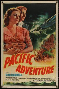 4f621 PACIFIC ADVENTURE 1sh '47 1st man to fly from Australia to the United States, cool art!