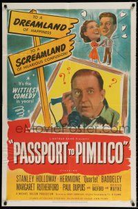 4f629 PASSPORT TO PIMLICO 1sh '49 Stanley Holloway, laugh your way to happiness!