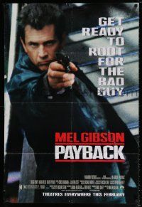 4f633 PAYBACK advance DS 1sh '98 get ready to root for the bad guy Mel Gibson, great close up w/gun