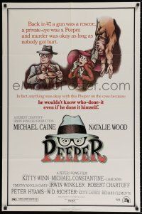 4f636 PEEPER 1sh '75 Michael Caine, Natalie Wood, cool detective art!