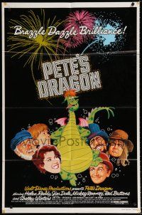4f645 PETE'S DRAGON 1sh '77 Walt Disney animation/live action, colorful art of Elliott!