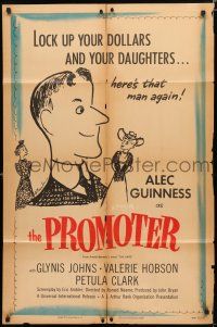 4f685 PROMOTER 1sh '52 The Card, Alec Guinness, Glynis Johns, lock up your dollars & daughters!