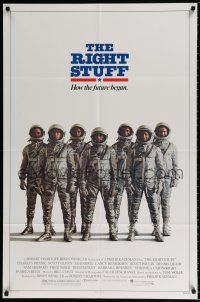 4f721 RIGHT STUFF advance 1sh '83 great Tom Jung montage art of the first NASA astronauts!