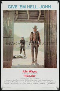 4f724 RIO LOBO 1sh '71 Howard Hawks, Give 'em Hell, John Wayne, great cowboy image!