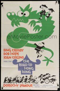 4f728 ROAD TO HONG KONG 1sh '62 wacky art of Bob Hope, Bing Crosby, Joan Collins & Dorothy Lamour