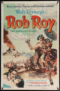 4f730 ROB ROY style A 1sh '54 Disney, art of Richard Todd as The Scottish Highland Rogue!