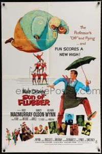 4f821 SON OF FLUBBER 1sh R70 Walt Disney, art of absent-minded professor Fred MacMurray!
