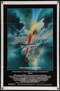 4f870 SUPERMAN int'l 1sh '78 comic book hero Christopher Reeve, cool Bob Peak art!