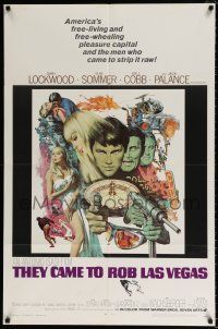 4f897 THEY CAME TO ROB LAS VEGAS 1sh '68 Gary Lockwood, cool McCarthy art including roulette wheel