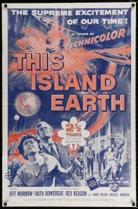 4f901 THIS ISLAND EARTH 1sh R64 they challenged the unearthly furies of a planet gone mad!
