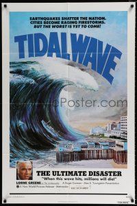 4f906 TIDAL WAVE 1sh '75 artwork of the ultimate disaster in Tokyo by John Solie!