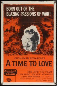 4f908 TIME TO LOVE & A TIME TO DIE 1sh '58 a great love story of WWII by Erich Maria Remarque!