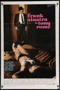 4f914 TONY ROME 1sh '67 detective Frank Sinatra w/gun & sexy near-naked girl on bed!