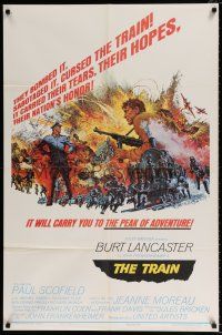 4f923 TRAIN style B 1sh '65 Burt Lancaster & Paul Scofield in WWII, directed by Frankenheimer!