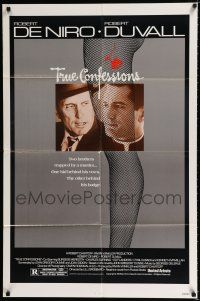 4f926 TRUE CONFESSIONS 1sh '81 priest Robert De Niro, detective Robert Duvall & sexy leg!