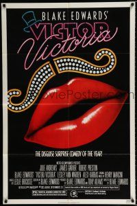 4f942 VICTOR VICTORIA 1sh '82 Julie Andrews, Blake Edwards, cool lips & mustache art by John Alvin