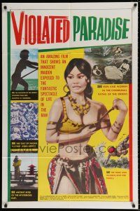 4f946 VIOLATED PARADISE 1sh '63 an innocent maiden exposed to life in the raw, sexy images!