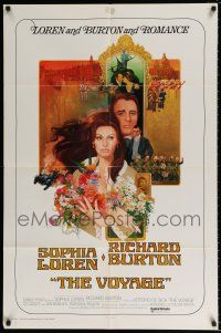 4f950 VOYAGE int'l 1sh '74 Vittorio De Sica, Peak art of sexy Sophia Loren & Richard Burton!