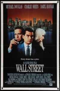 4f952 WALL STREET int'l 1sh '87 Michael Douglas, Charlie Sheen, Daryl Hannah, Oliver Stone!