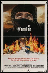 4f977 WIND & THE LION int'l 1sh '75 art of Sean Connery & Candice Bergen, directed by John Milius!