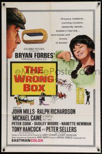 4f985 WRONG BOX 1sh '66 Michael Caine looks through mail slot at pretty girl, English sex!