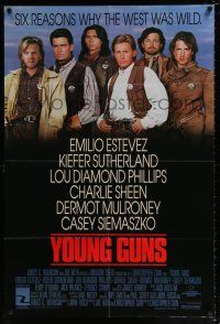 4f991 YOUNG GUNS int'l 1sh '88 Emilio Estevez, Charlie Sheen, Kiefer Sutherland, Phillips!