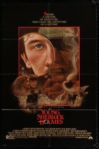 4f992 YOUNG SHERLOCK HOLMES 1sh '85 Steven Spielberg, Nicholas Rowe, really cool detective art!