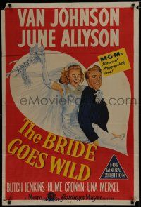 4g175 BRIDE GOES WILD Aust 1sh '48 romantic close up artwork of Van Johnson & June Allyson!