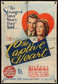 4g176 CAPTIVE HEART Aust 1sh '47 Michael Redgrave, would you forge love letters to save your life?