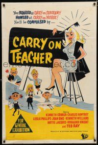 4g177 CARRY ON TEACHER Aust 1sh '62 Kenneth Connor, Charles Hawtrey, English, sexy comic art!